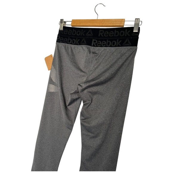 New Reebok Womens Size Small Logo Spell Out Ankle Leggings Heather Gray - Picture 8 of 13